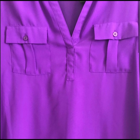 INC Purple Pull on Top/Blouse 2 Front Pockets, Sz L. - Picture 2 of 7